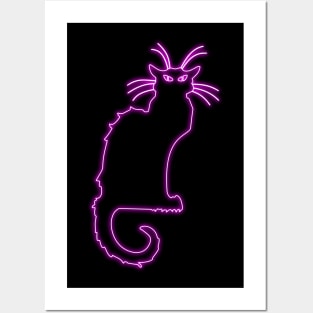 Chat Noir pink neon Posters and Art